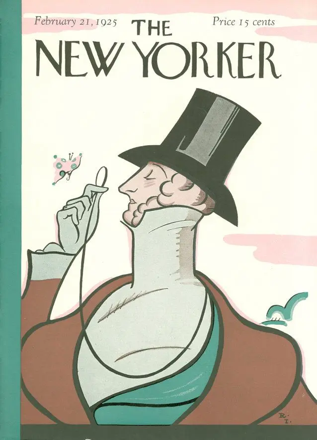 Обложка The New Yorker, 21 февраля 1925: Денди с моноклем, художник Реа Ирвин