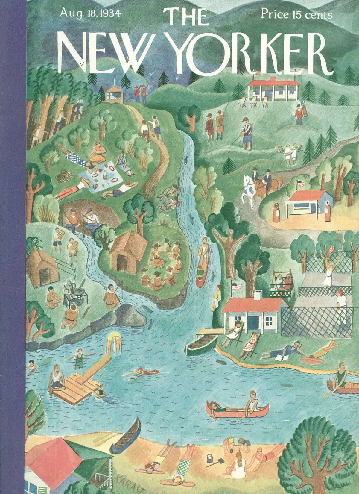 Обложка The New Yorker, 18 августа 1934, художник Илонка Карас