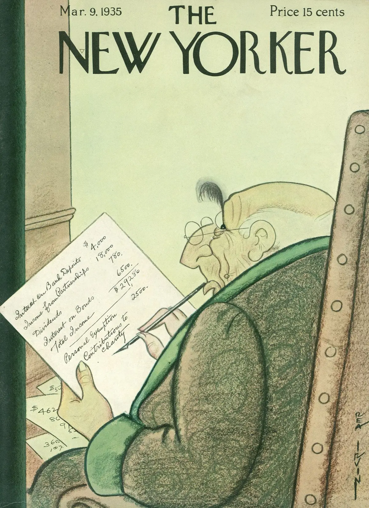 Обложка The New Yorker, 9 марта 1935, художник Реа Ирвин
