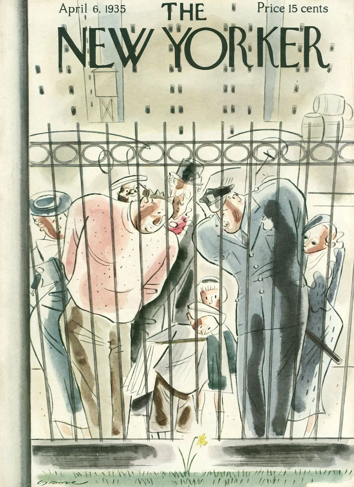 Обложка The New Yorker, 6 апреля 1935, художник Леонард Дав