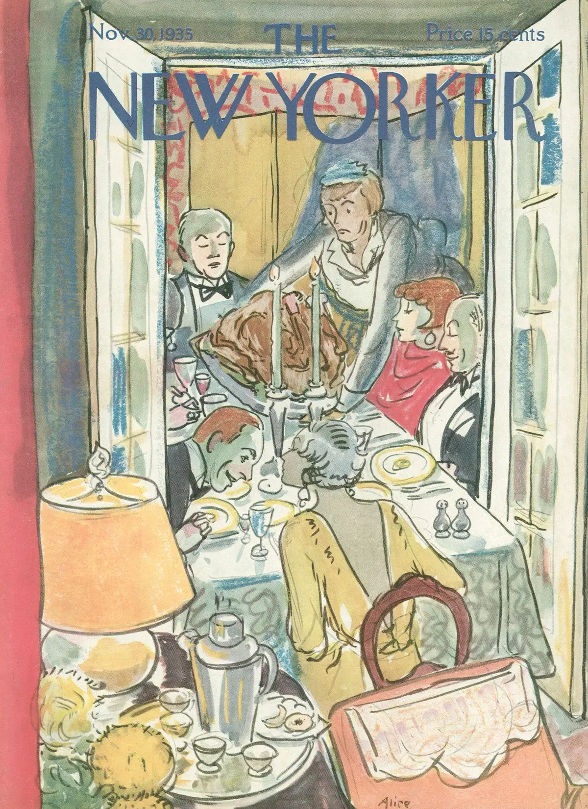 Обложка The New Yorker, 30 ноября 1935, художник Элис Харви