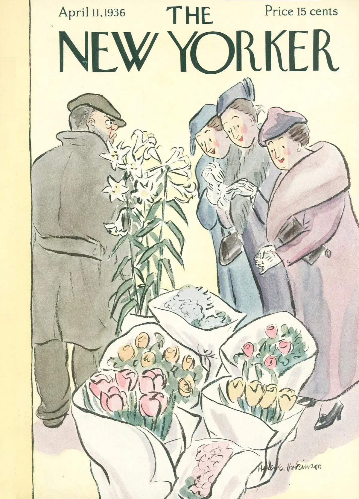 Обложка The New Yorker, 11 апреля 1936, художник Хелен Э. Хокинсон