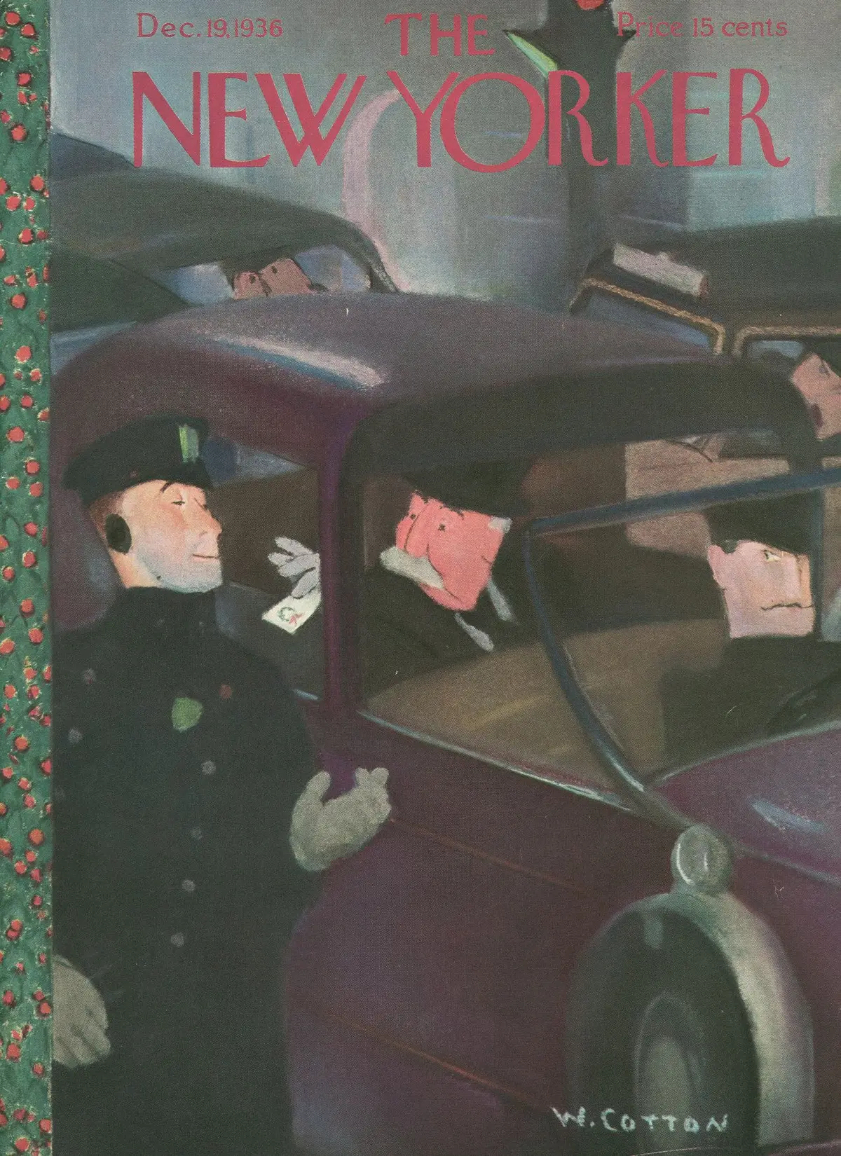 Обложка The New Yorker, 19 декабря 1936, художник Уильям Коттон