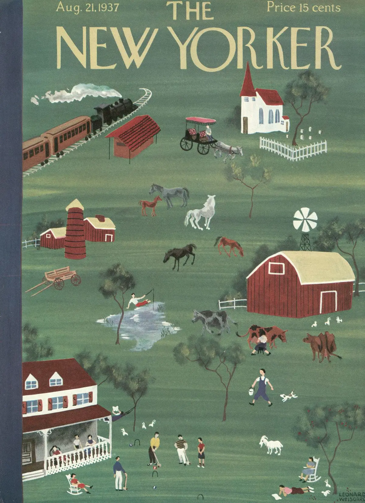 Обложка The New Yorker, 21 августа 1937, художник Леонард Вайсгард