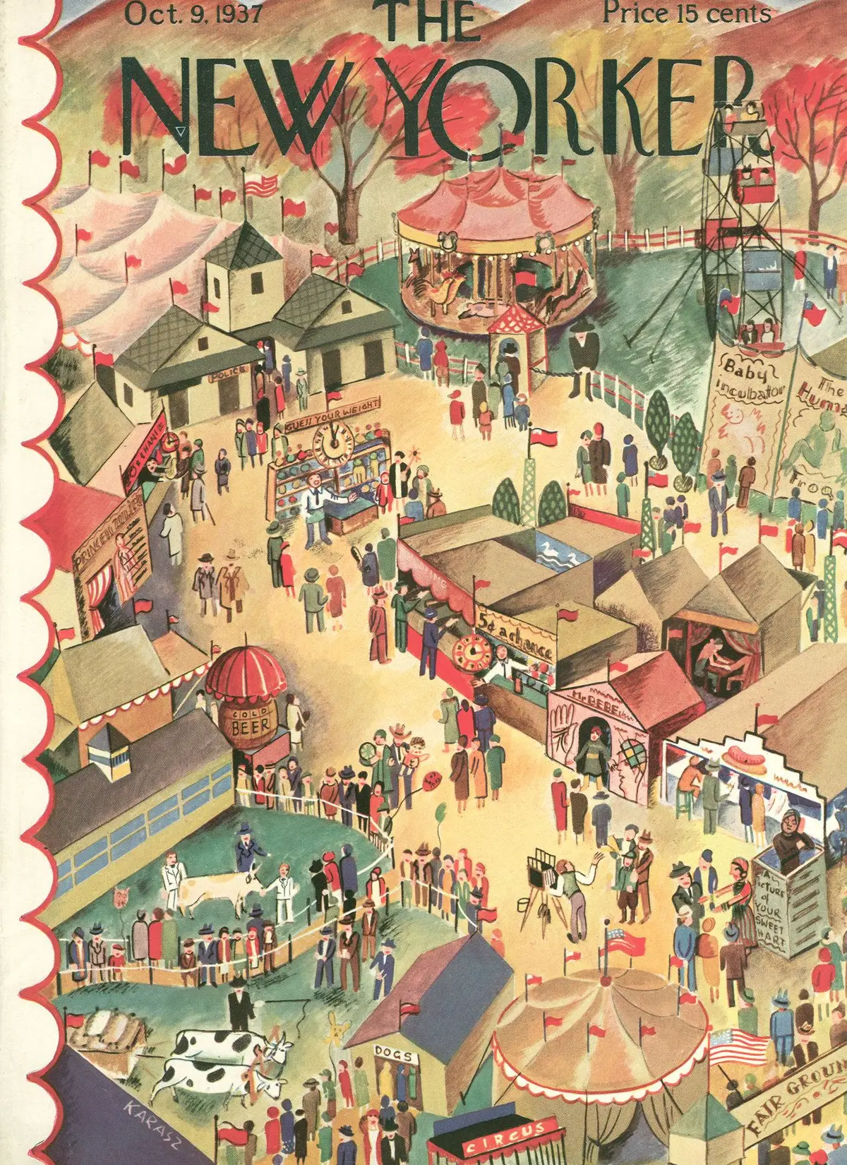 Обложка The New Yorker, 9 октября 1937, художник Илонка Карас