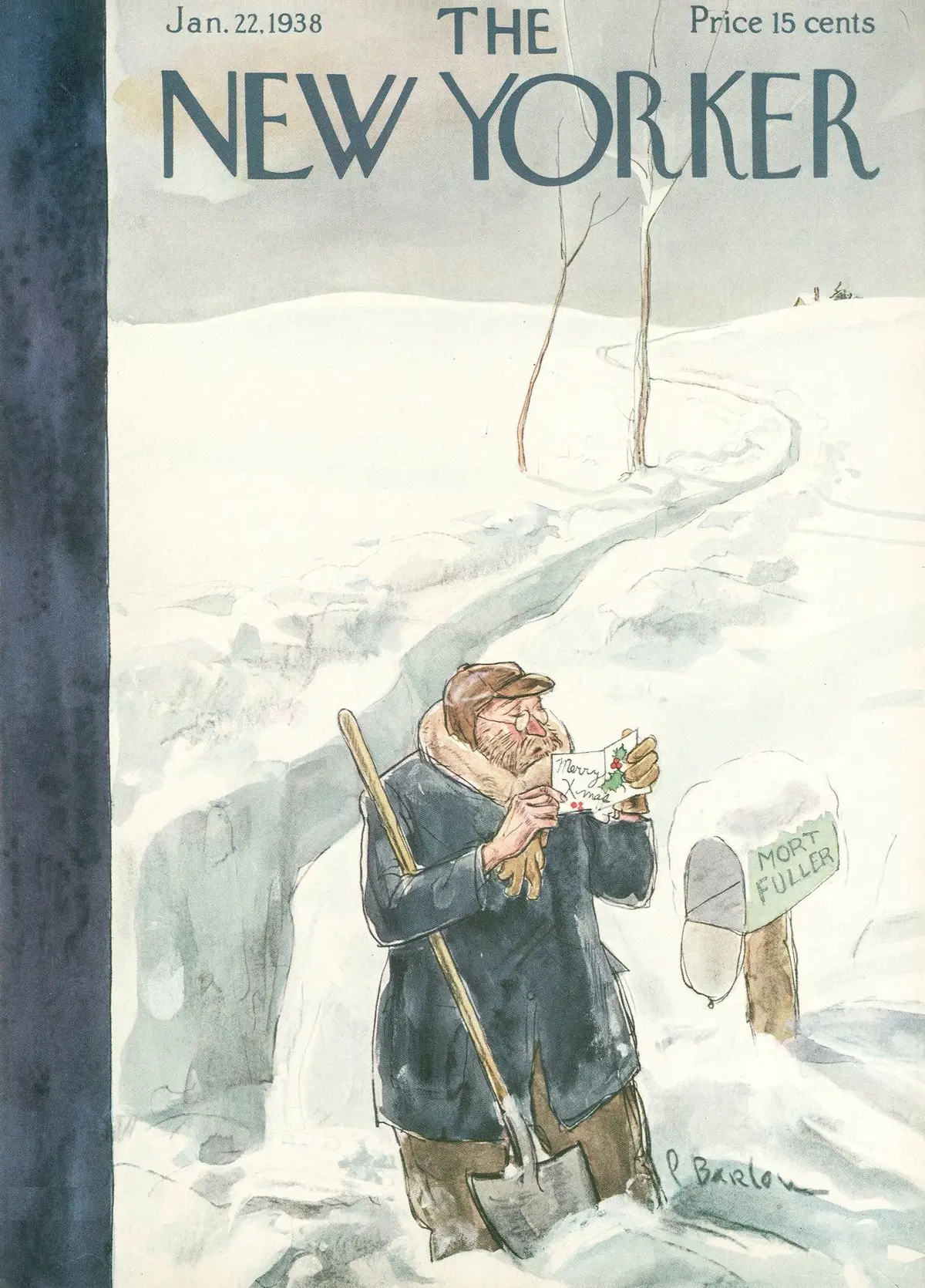 Обложка The New Yorker, 22 января 1938, художник Перри Барлоу