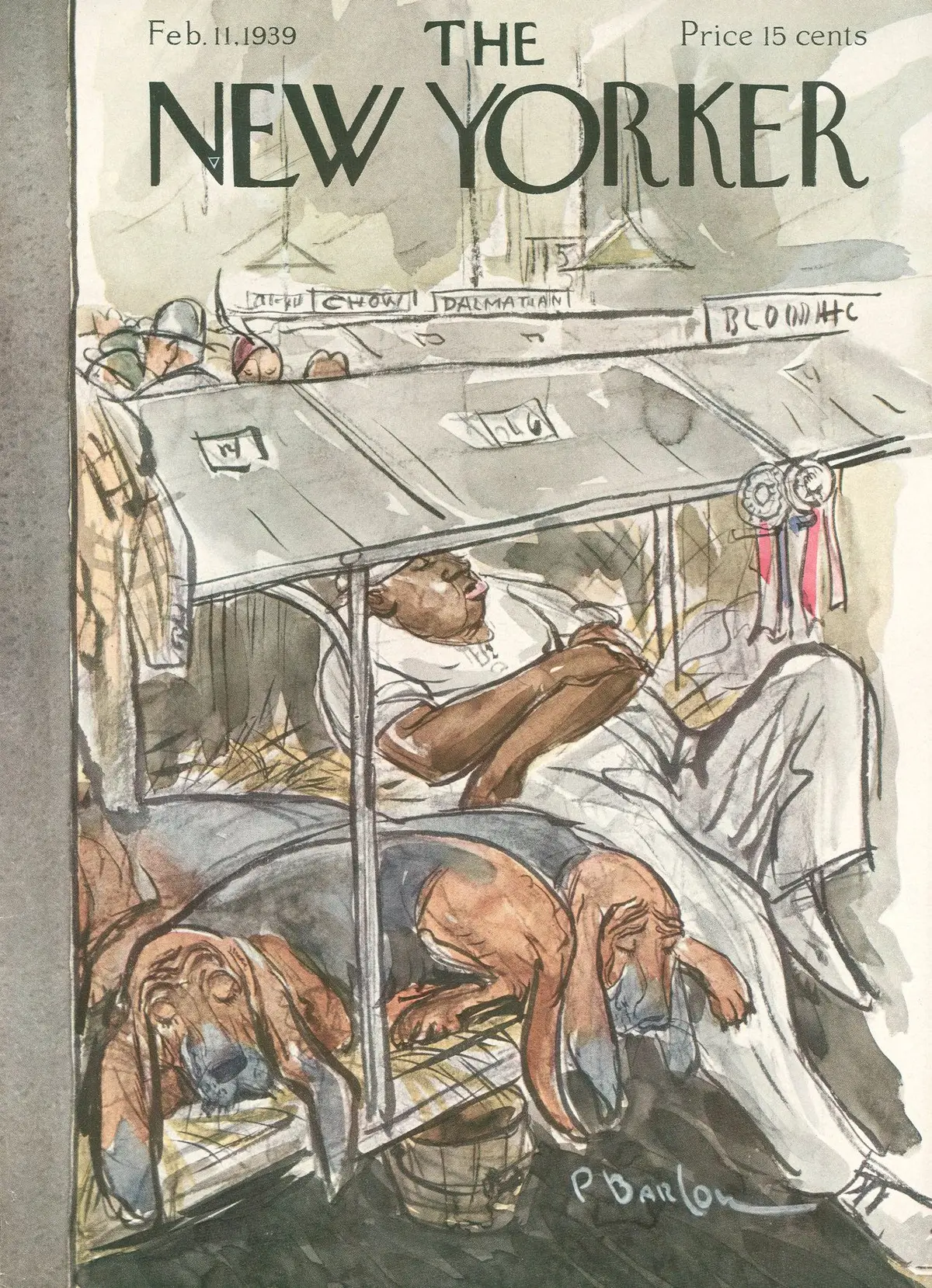 Обложка The New Yorker, 11 февраля 1939, художник Перри Барлоу