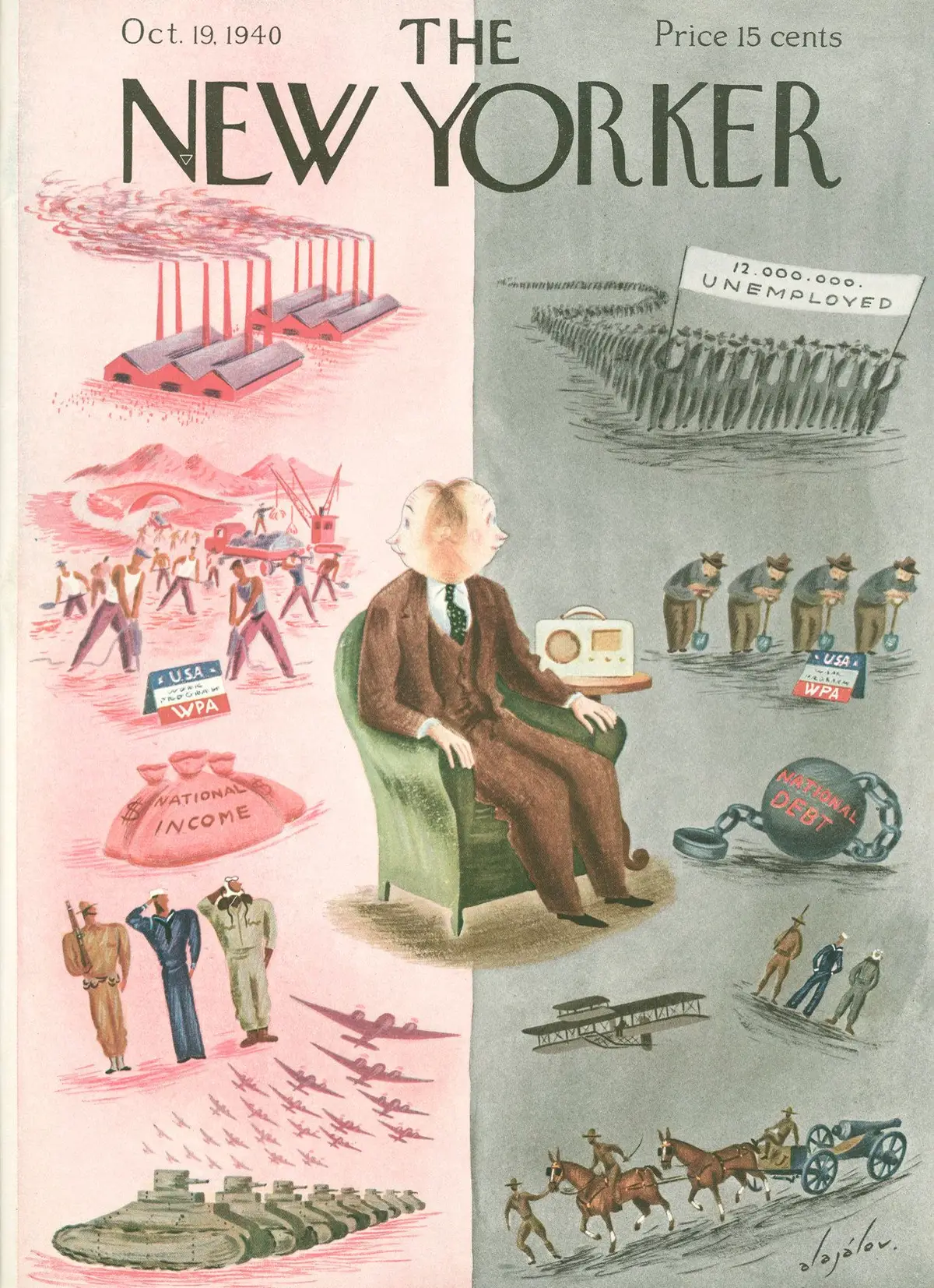 Обложка The New Yorker, 19 октября 1940, художник Константин Алажалов