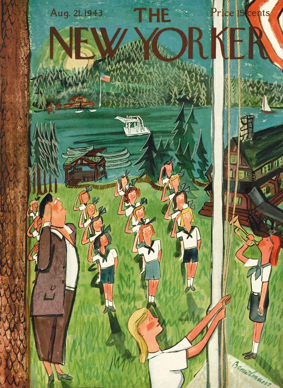 Обложка The New Yorker, 21 августа 1943, художник Людвиг Бемельманс