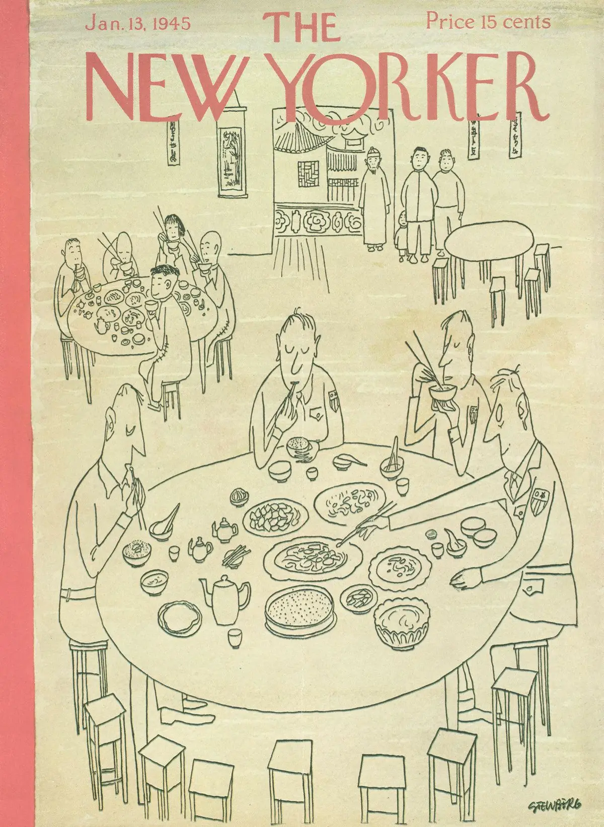 Обложка The New Yorker, 13 января 1945, художник Сол Стейнберг