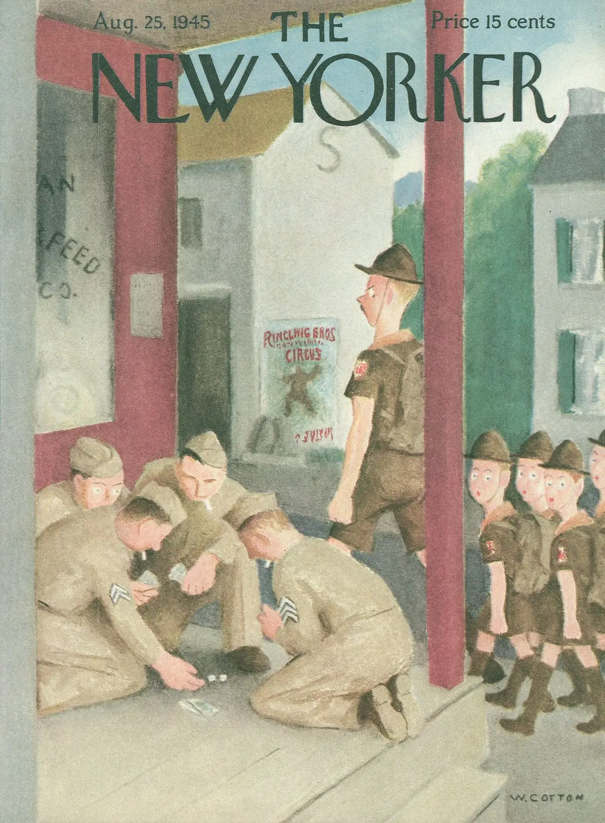 Обложка The New Yorker, 25 августа 1945, художник Уильям Коттон