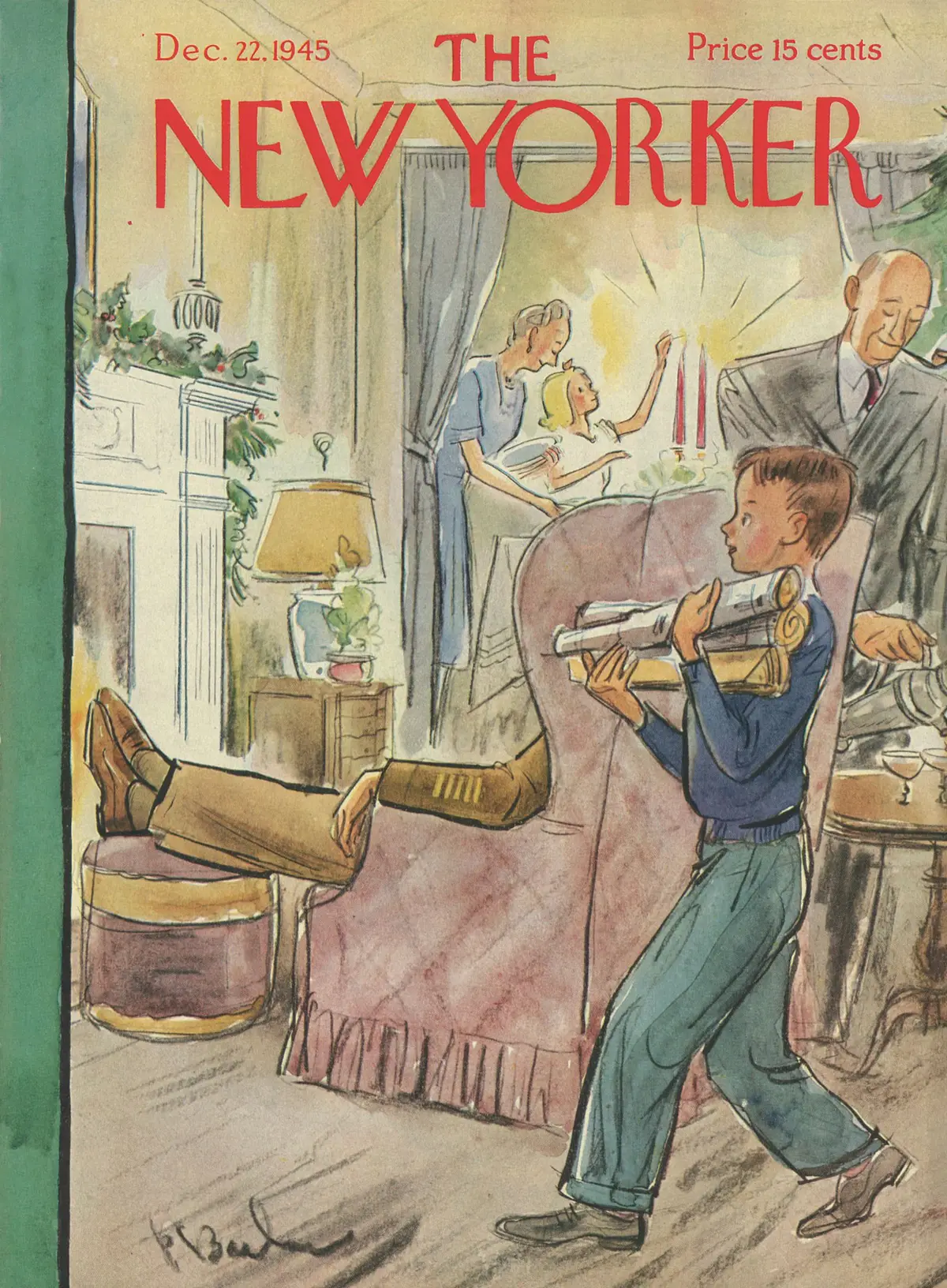 Обложка The New Yorker, 22 декабря 1945, художник Перри Барлоу
