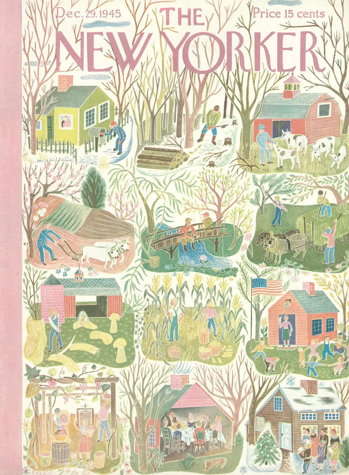 Обложка The New Yorker, 29 декабря 1945, художник Илонка Карас