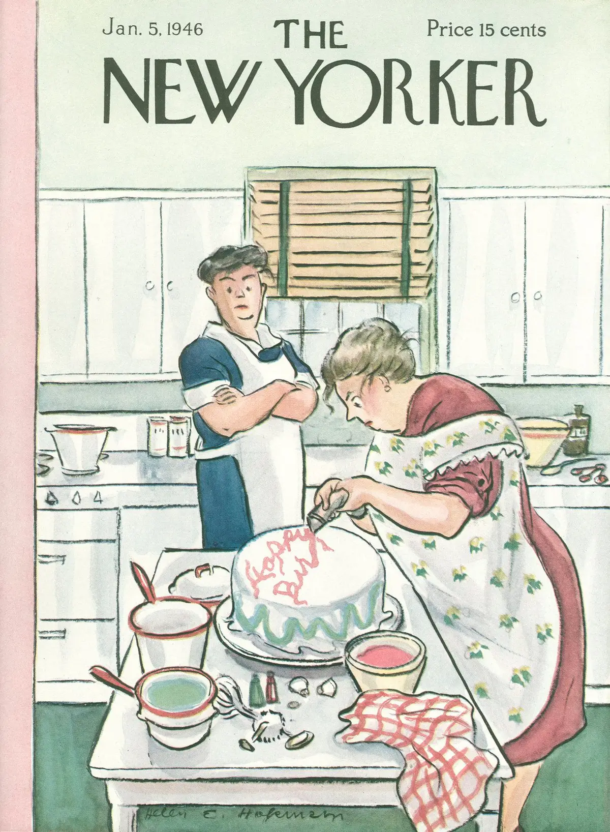 Обложка The New Yorker, 5 января 1946, художник Хелен Э. Хокинсон