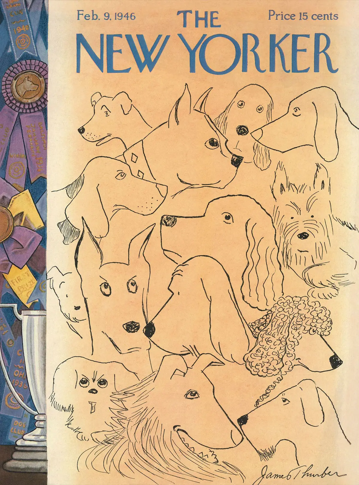 Обложка The New Yorker, 9 февраля 1946, художник Джеймс Тёрбер