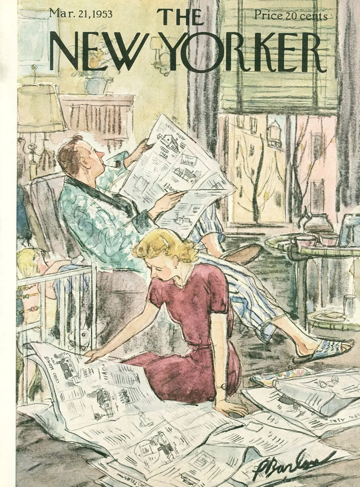 Обложка The New Yorker, 21 марта 1953, художник Перри Барлоу