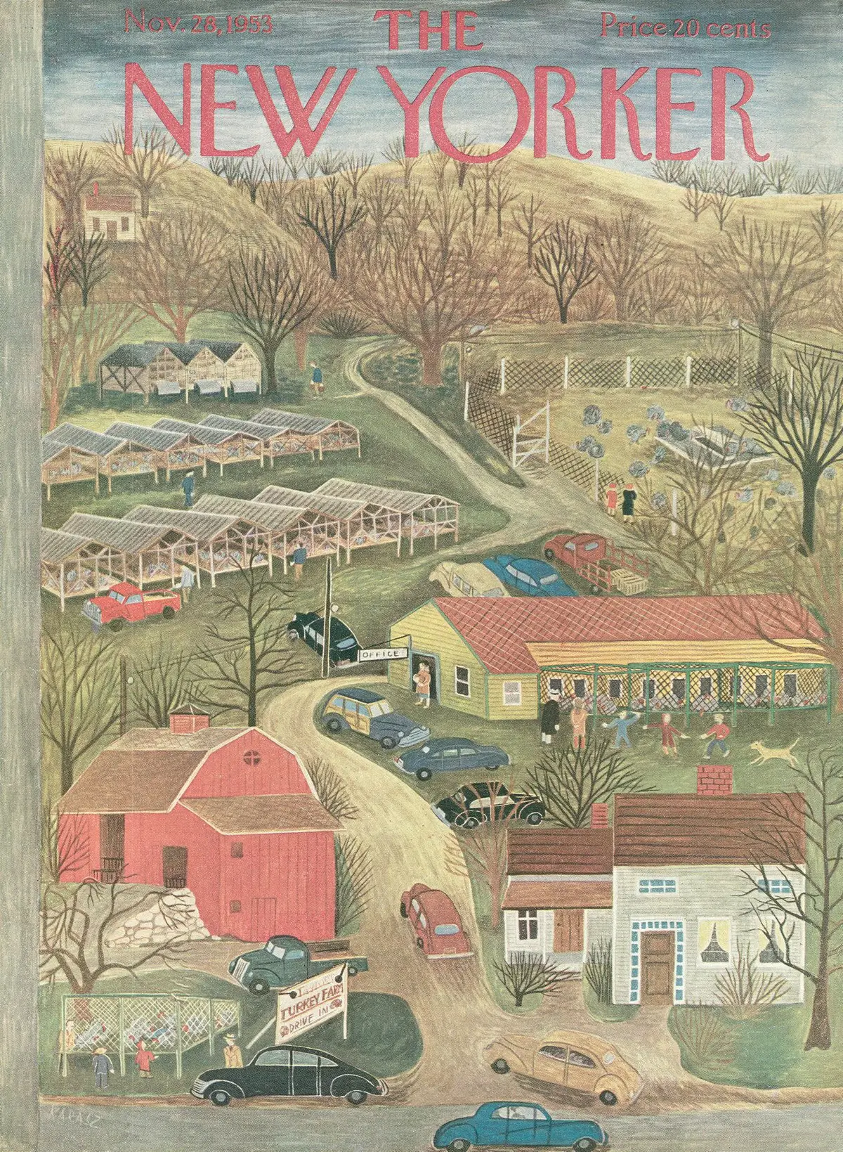 Обложка The New Yorker, 28 ноября 1953, художник Илонка Карас