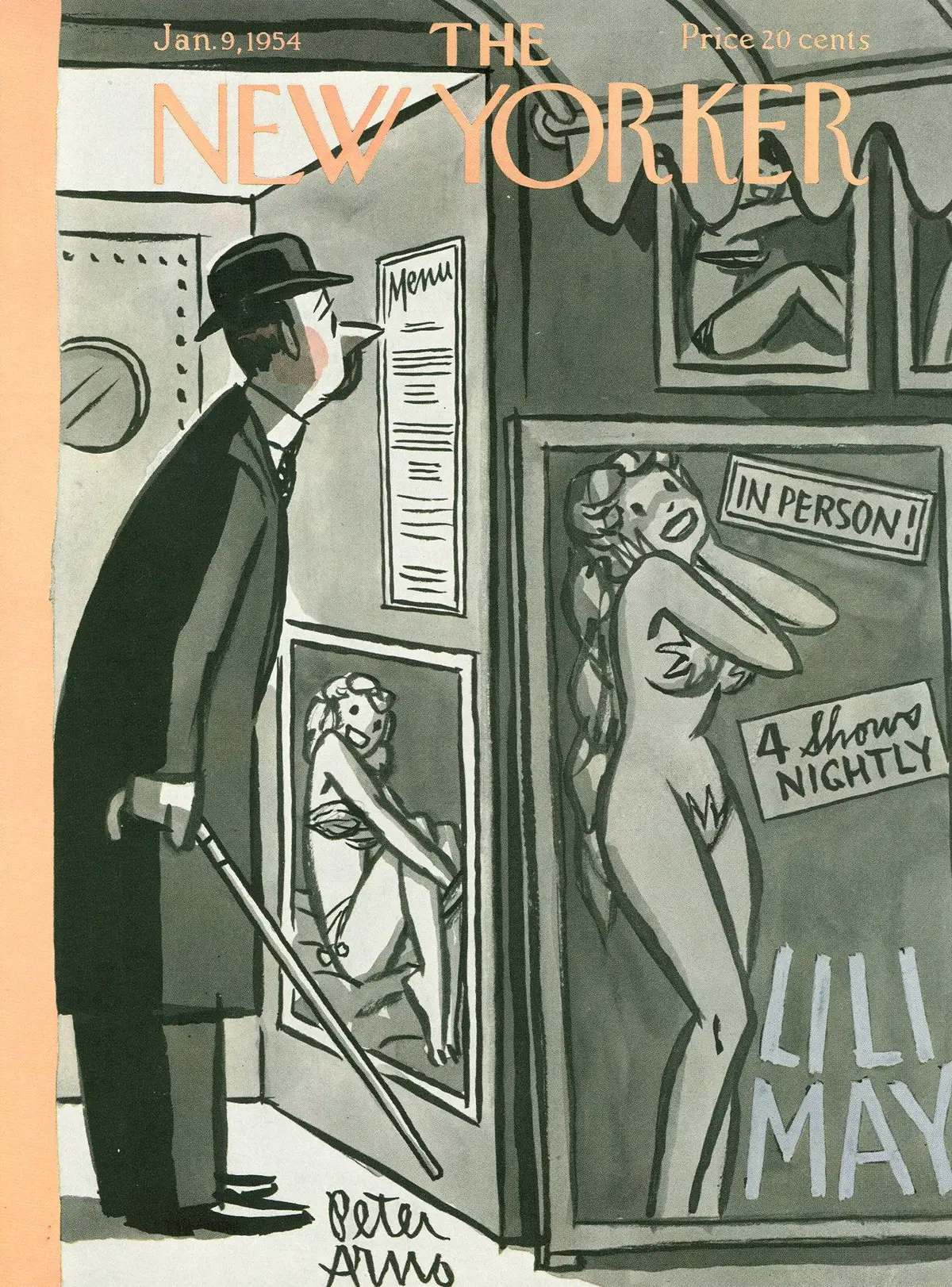 Обложка The New Yorker, 9 января 1954, художник Питер Арно