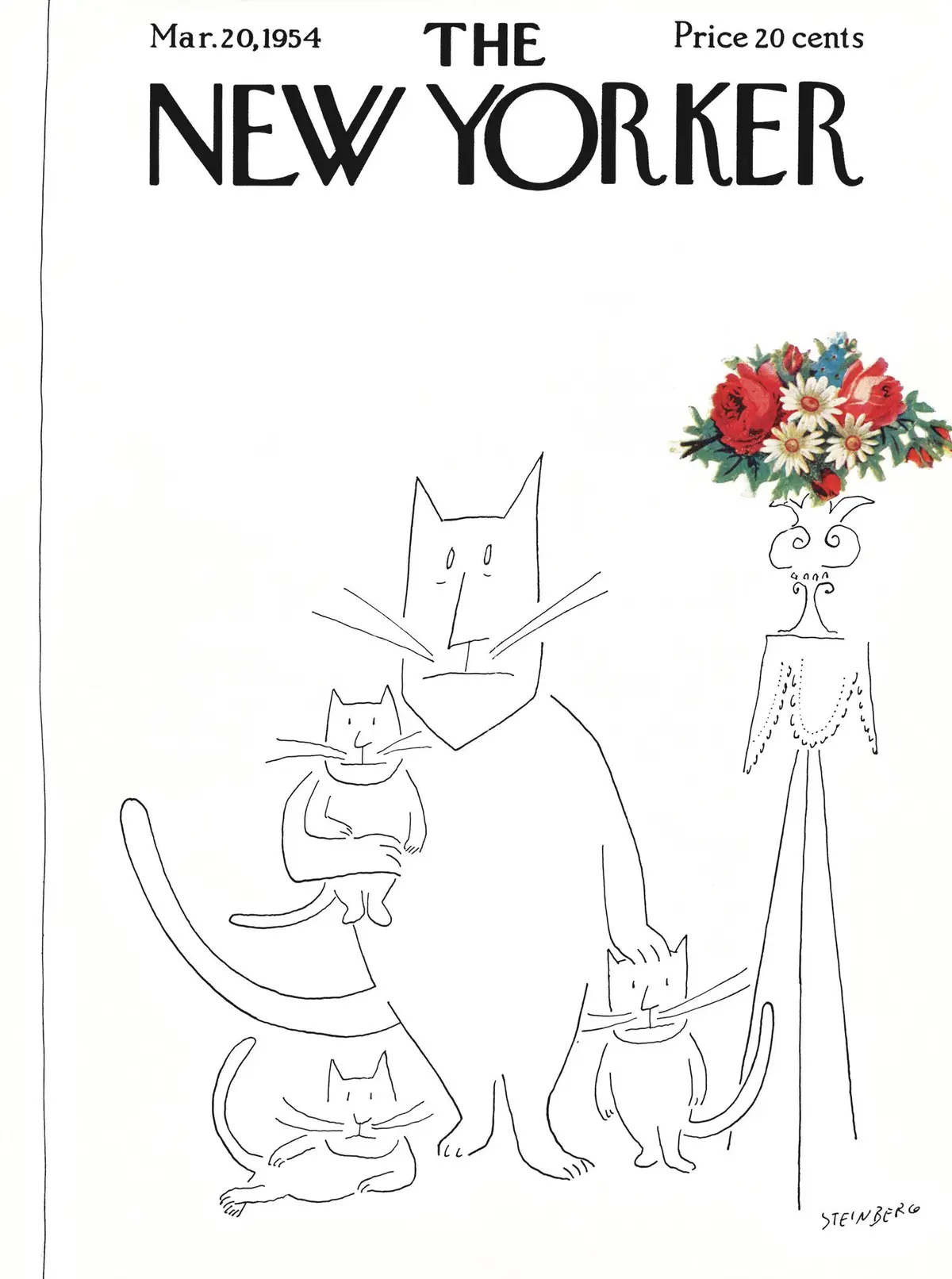 Обложка The New Yorker, 20 марта 1954, художник Сол Стейнберг