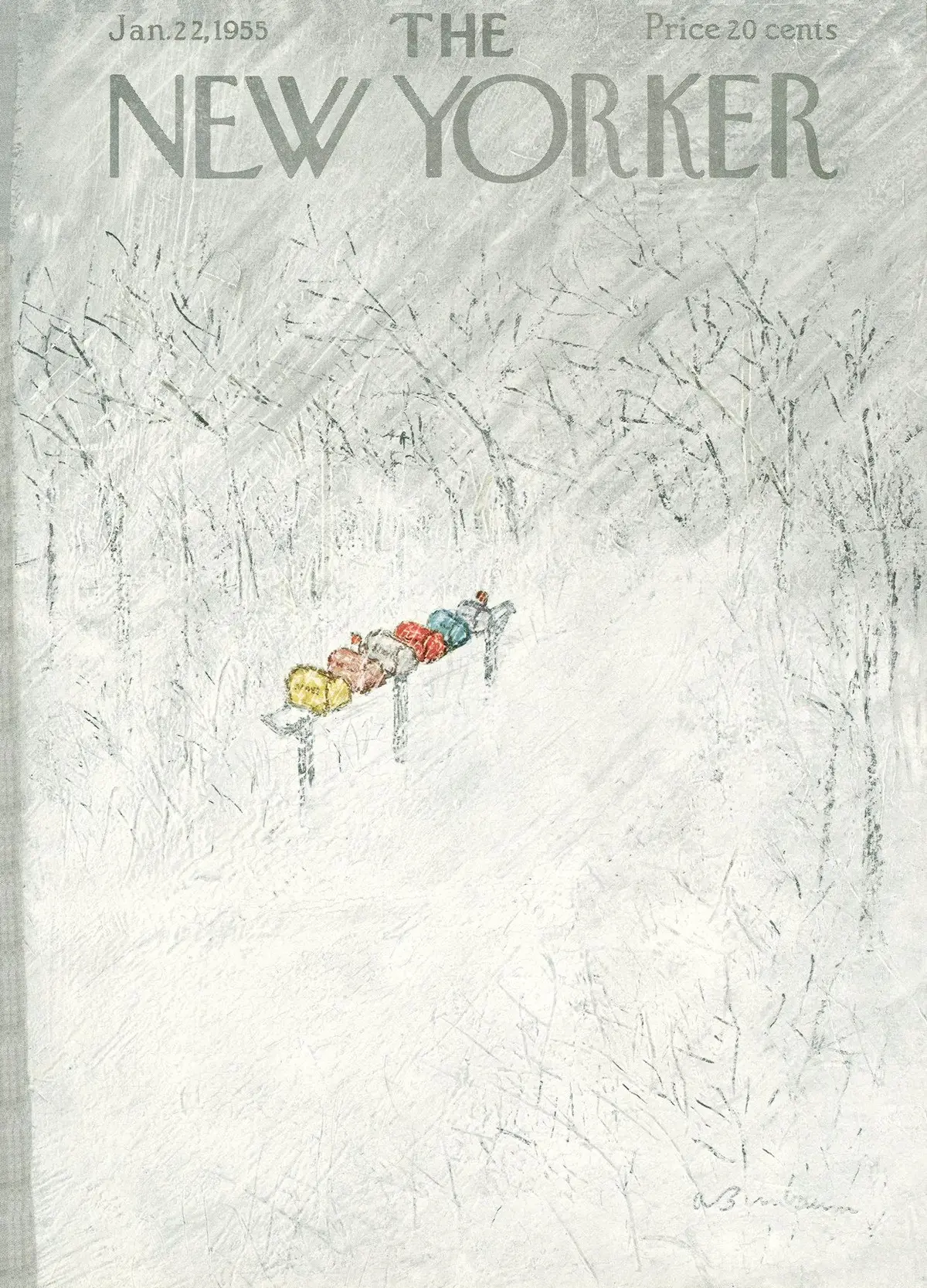 Обложка The New Yorker, 22 января 1955, художник Эйб Бирнбаум