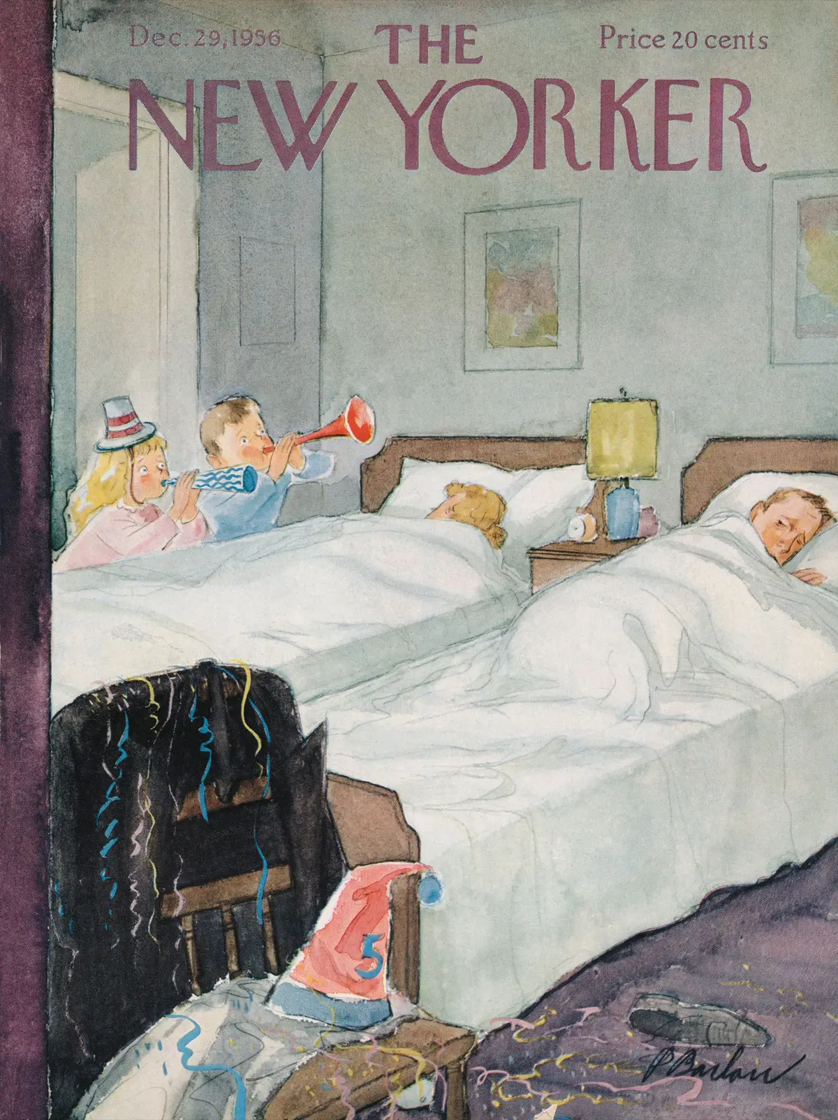 Обложка The New Yorker, 29 декабря 1956, художник Перри Барлоу