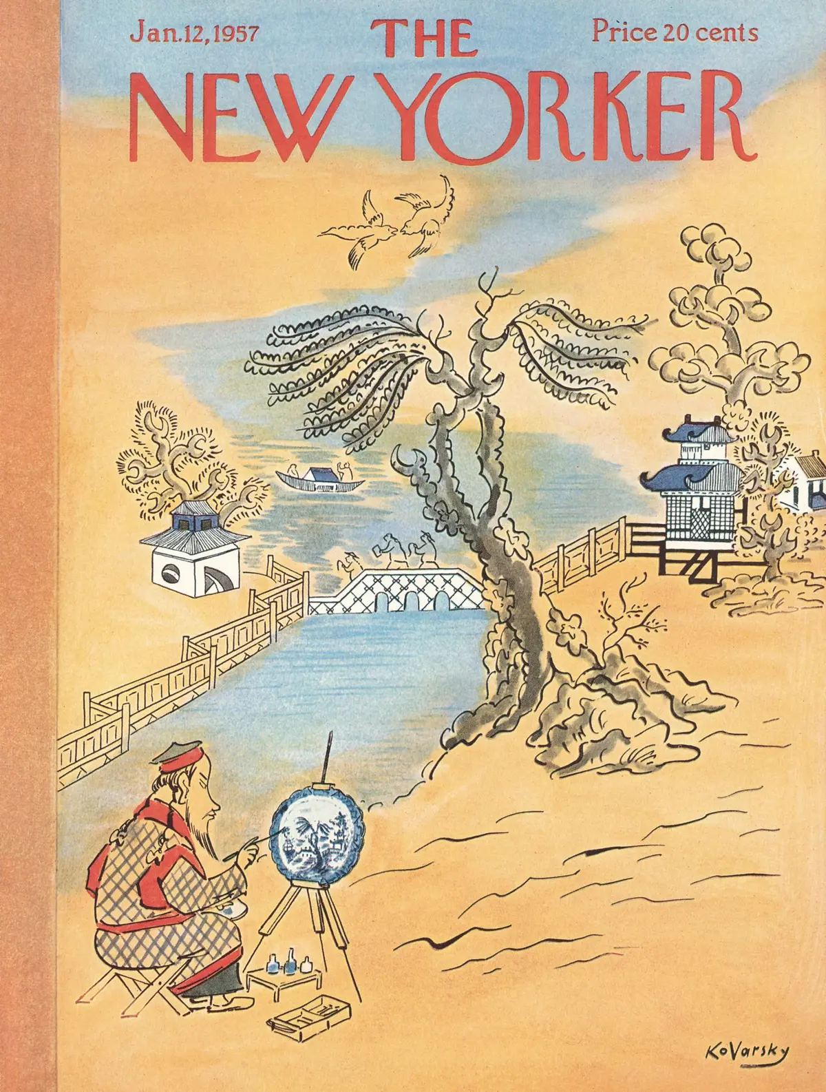 Обложка The New Yorker, 12 января 1957, художник Анатоль Коварски