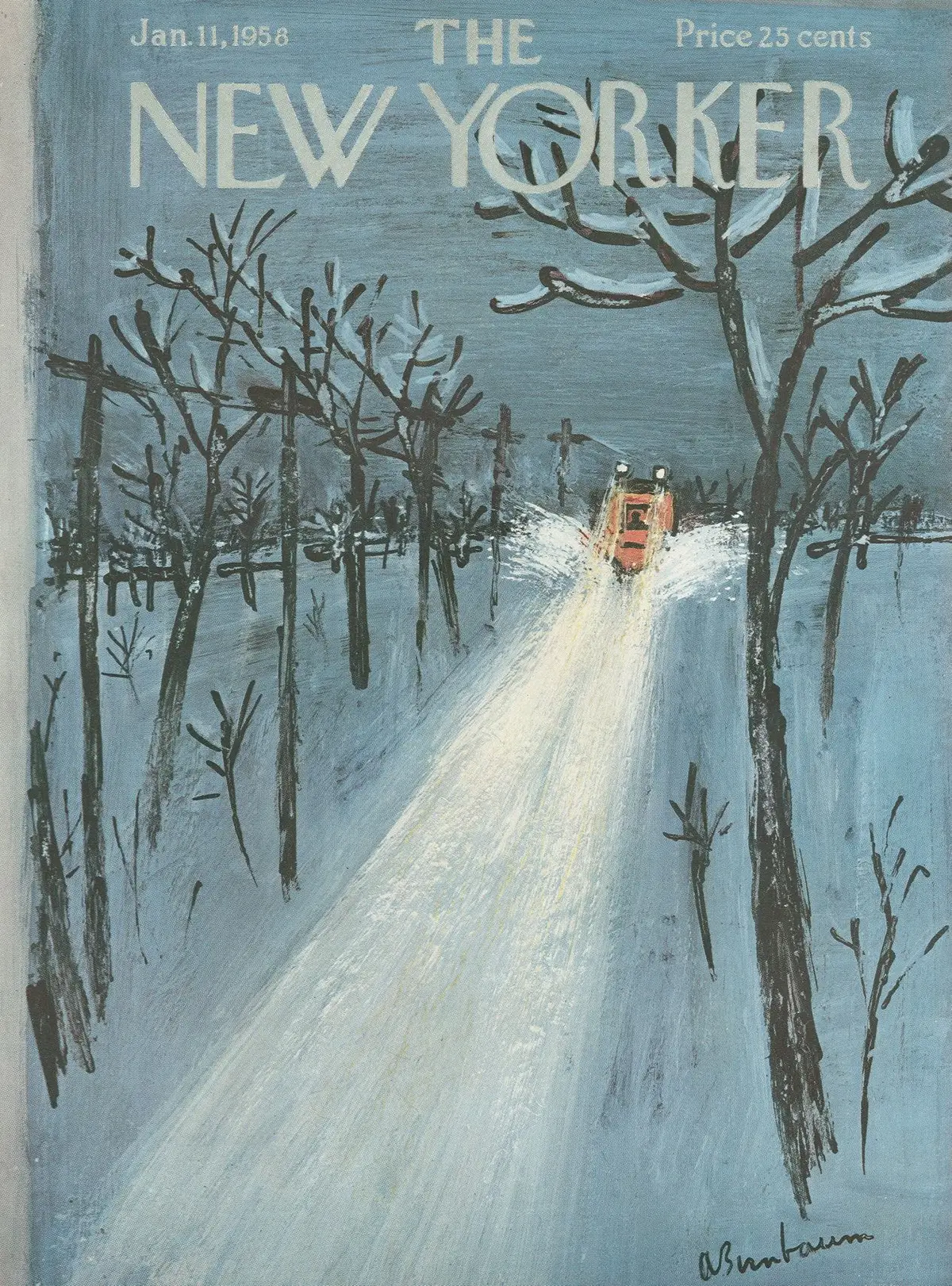 Обложка The New Yorker, 11 января 1958, художник Эйб Бирнбаум