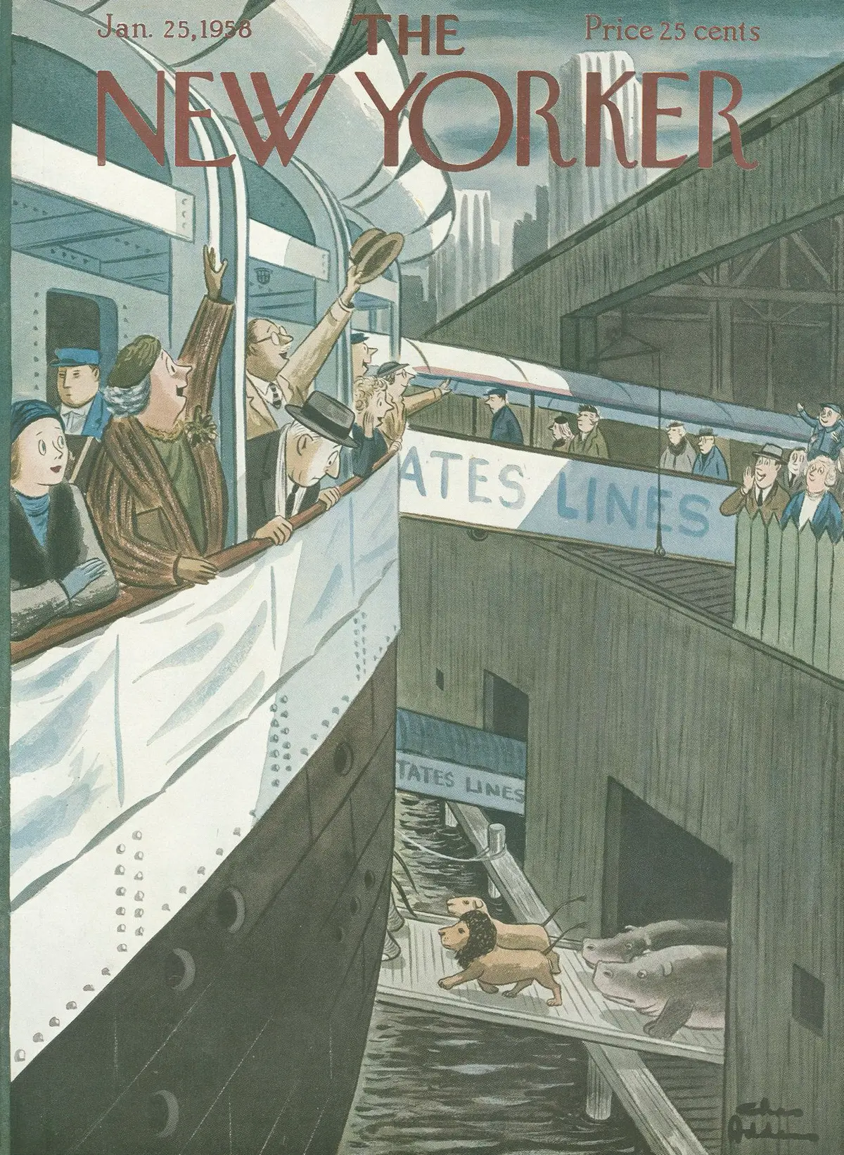 Обложка The New Yorker, 25 января 1958, художник Чарльз Аддамс