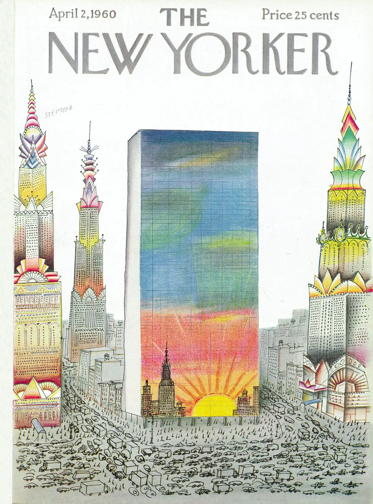 Обложка The New Yorker, 2 апреля 1960, художник Сол Стейнберг