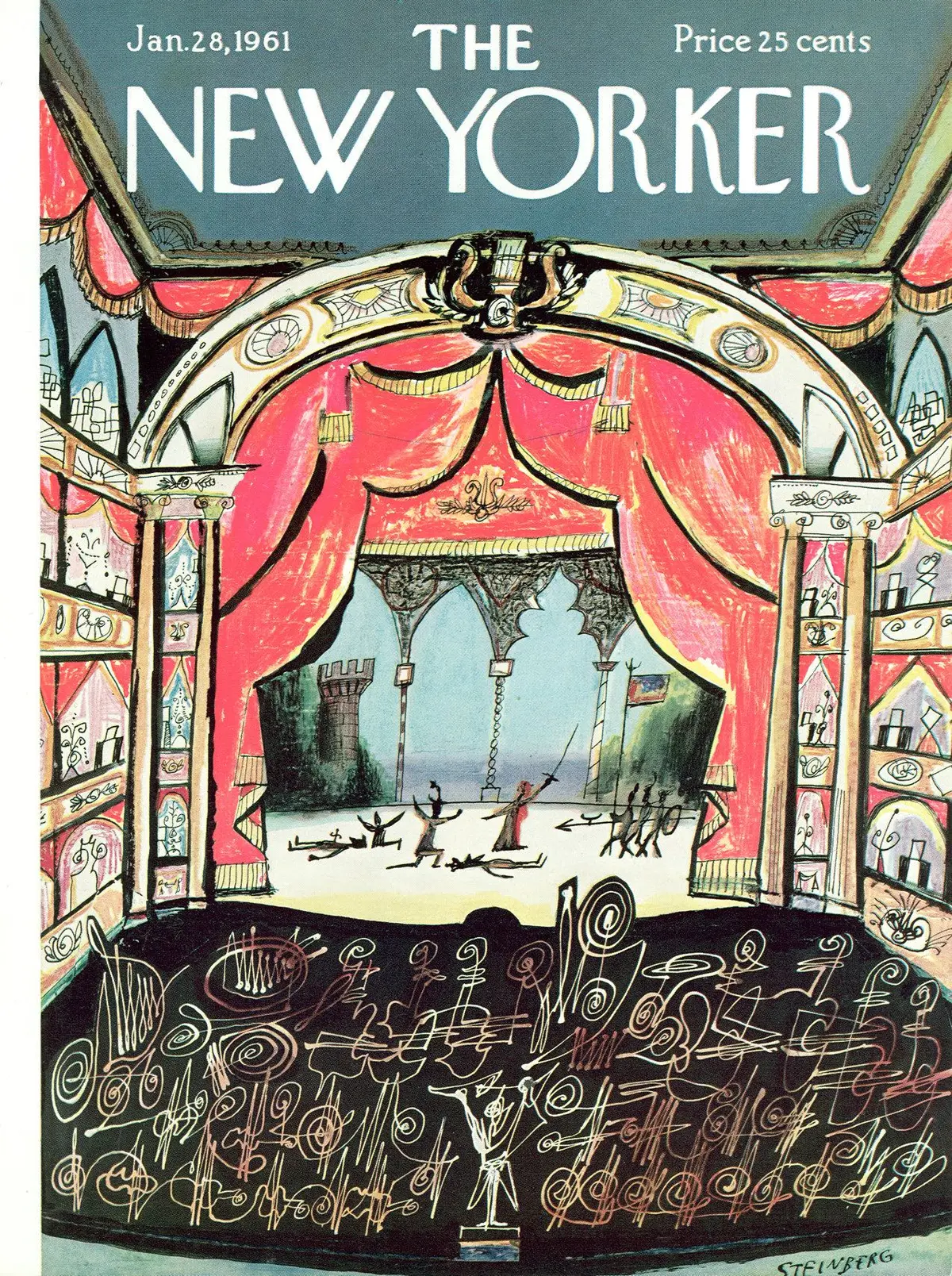 Обложка The New Yorker, 28 января 1961, художник Сол Стейнберг