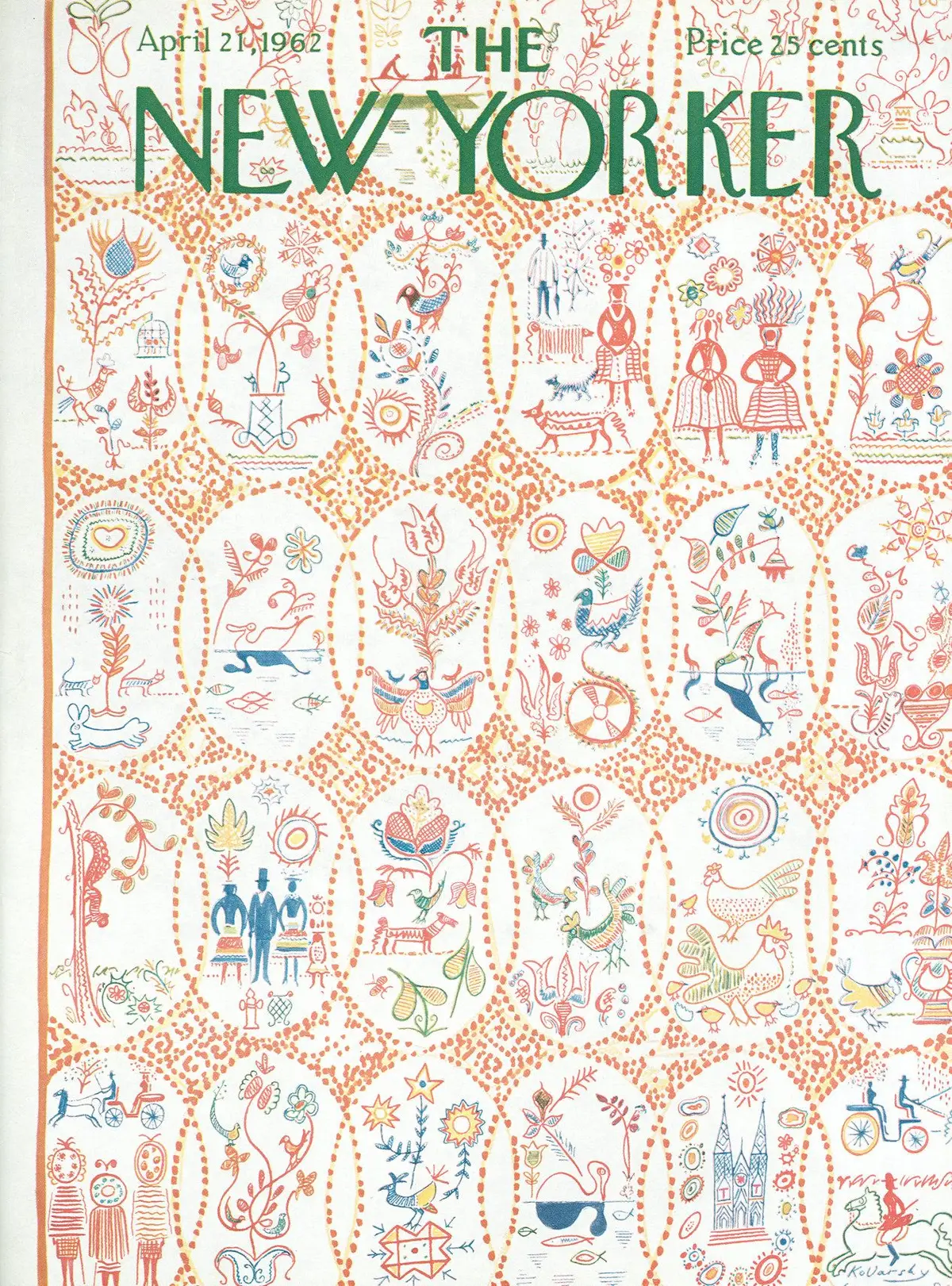 Обложка The New Yorker, 21 апреля 1962, художник Анатоль Коварски
