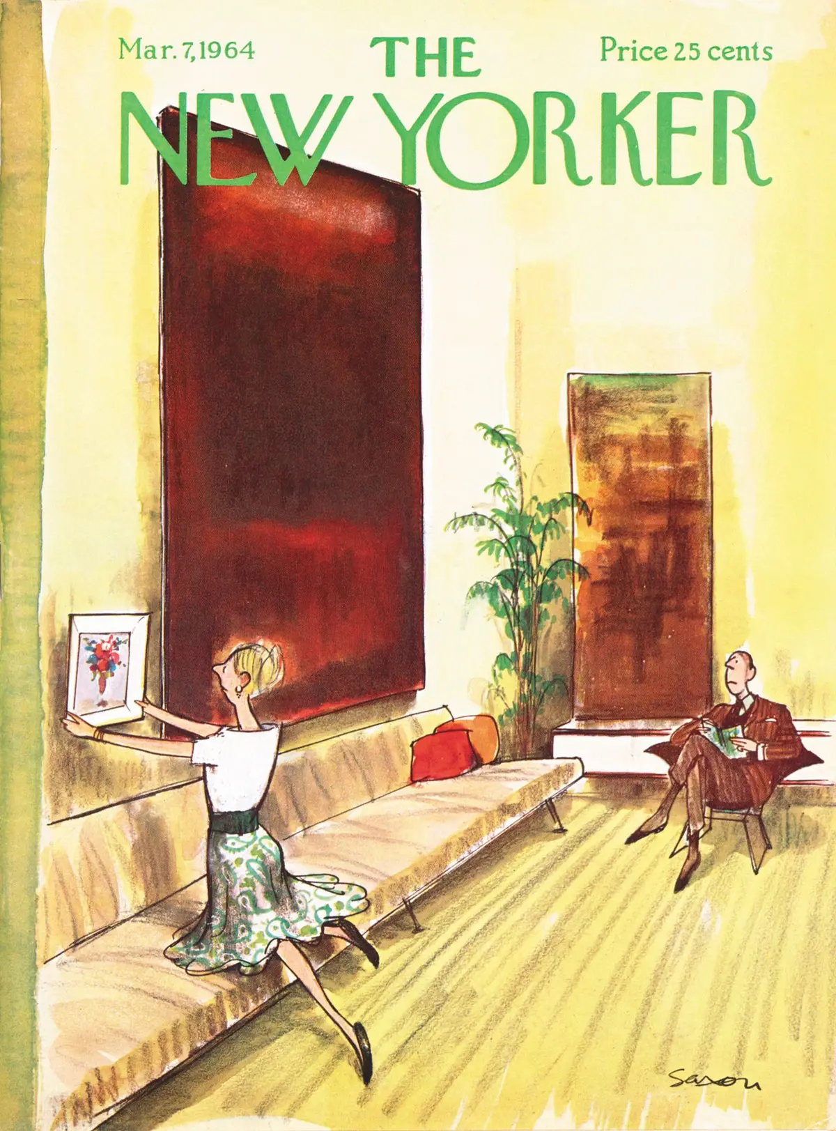 Обложка The New Yorker, 7 марта 1964, художник Чарльз Д. Саксон