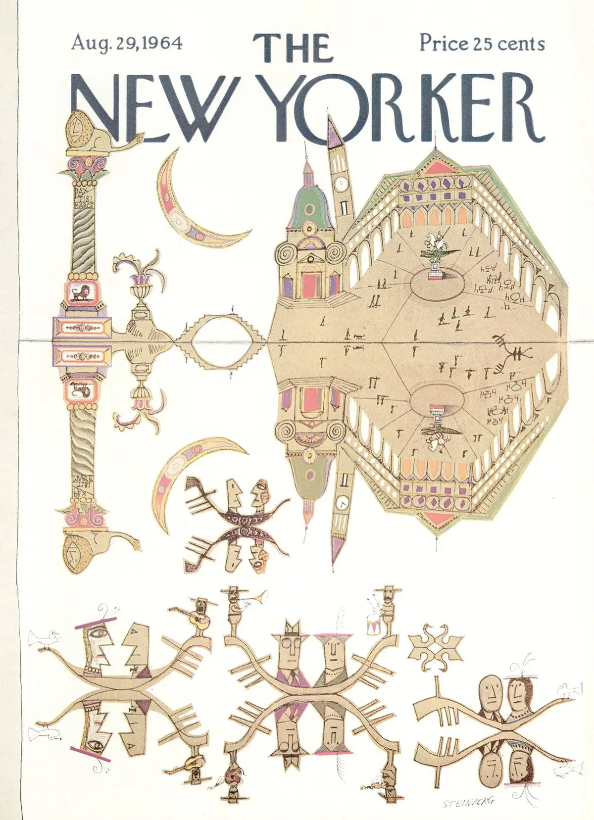 Обложка The New Yorker, 29 августа 1964, художник Сол Стейнберг