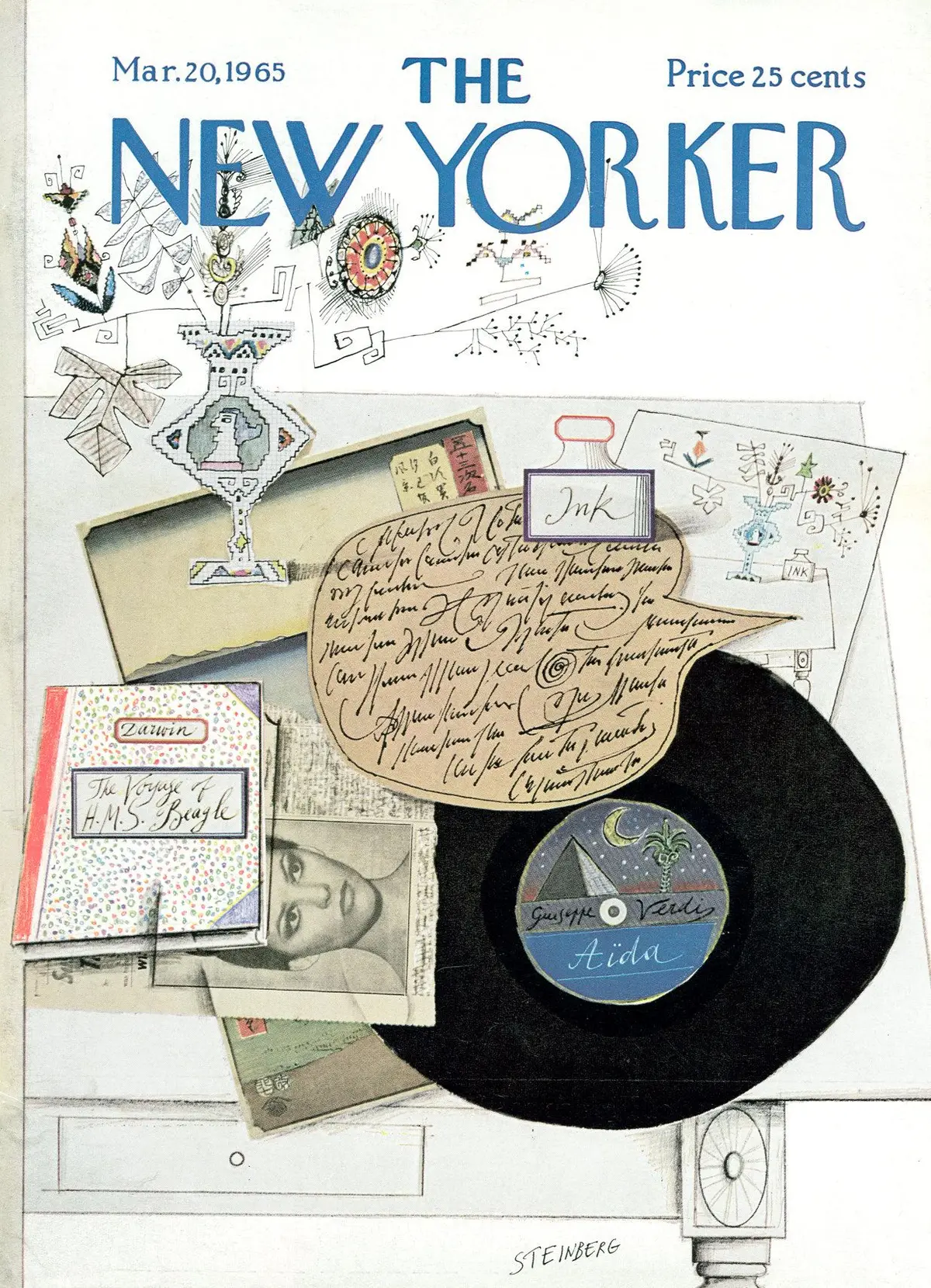 Обложка The New Yorker, 20 марта 1965, художник Сол Стейнберг