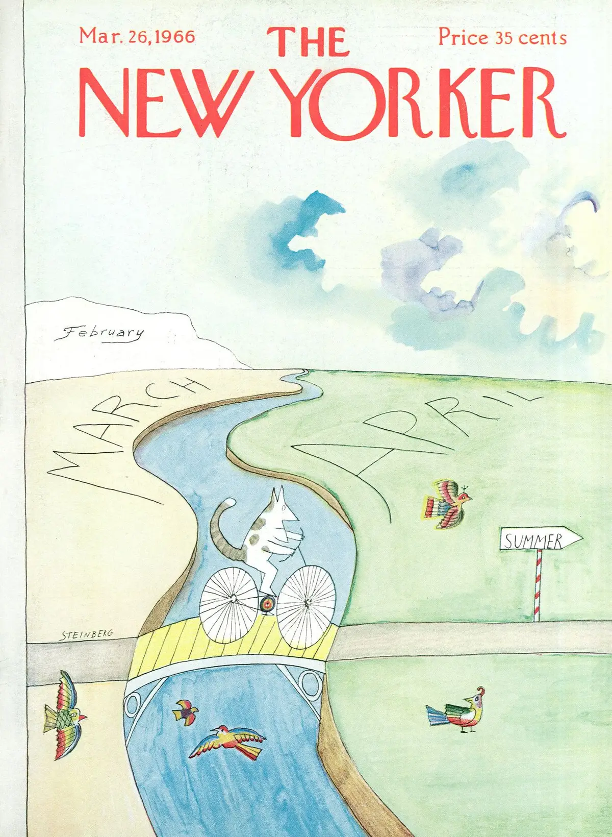Обложка The New Yorker, 26 марта 1966, художник Сол Стейнберг