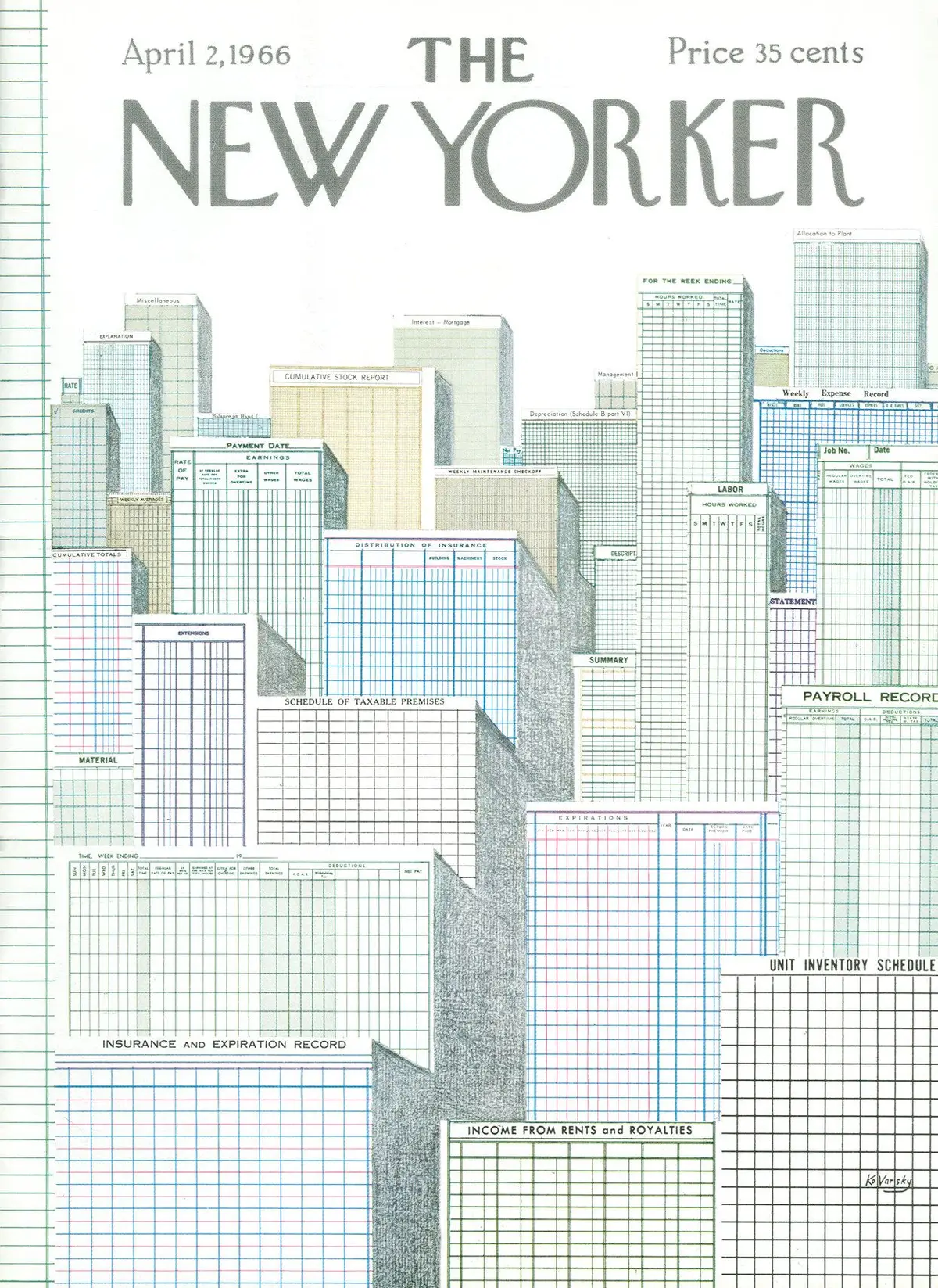 Обложка The New Yorker, 2 апреля 1966, художник Анатоль Коварски