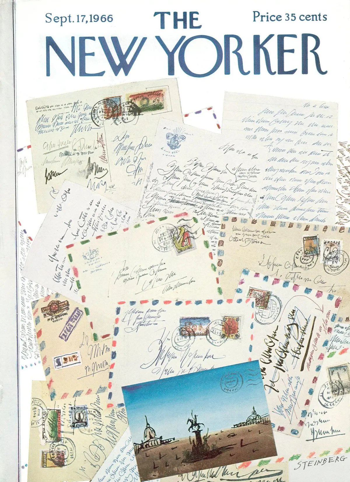 Обложка The New Yorker, 17 сентября 1966, художник Сол Стейнберг