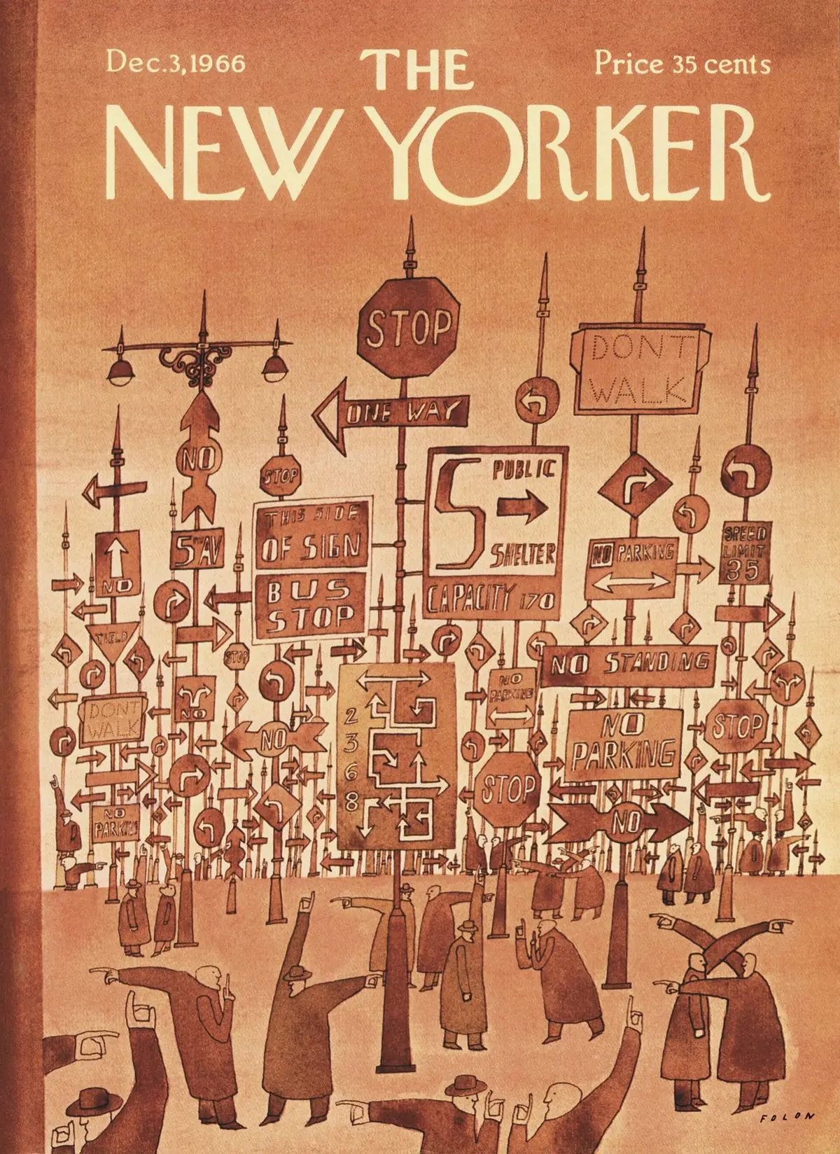 Обложка The New Yorker, 3 декабря 1966, художник Жан-Мишель Фолон