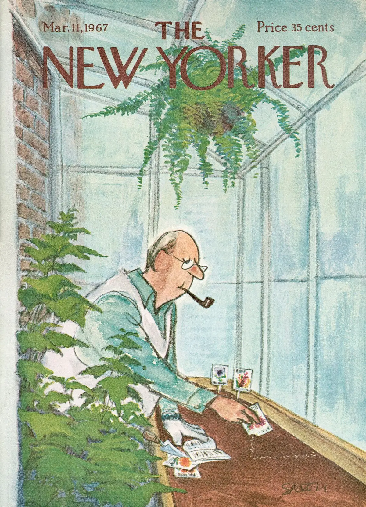 Обложка The New Yorker, 11 марта 1967, художник Чарльз Д. Саксон