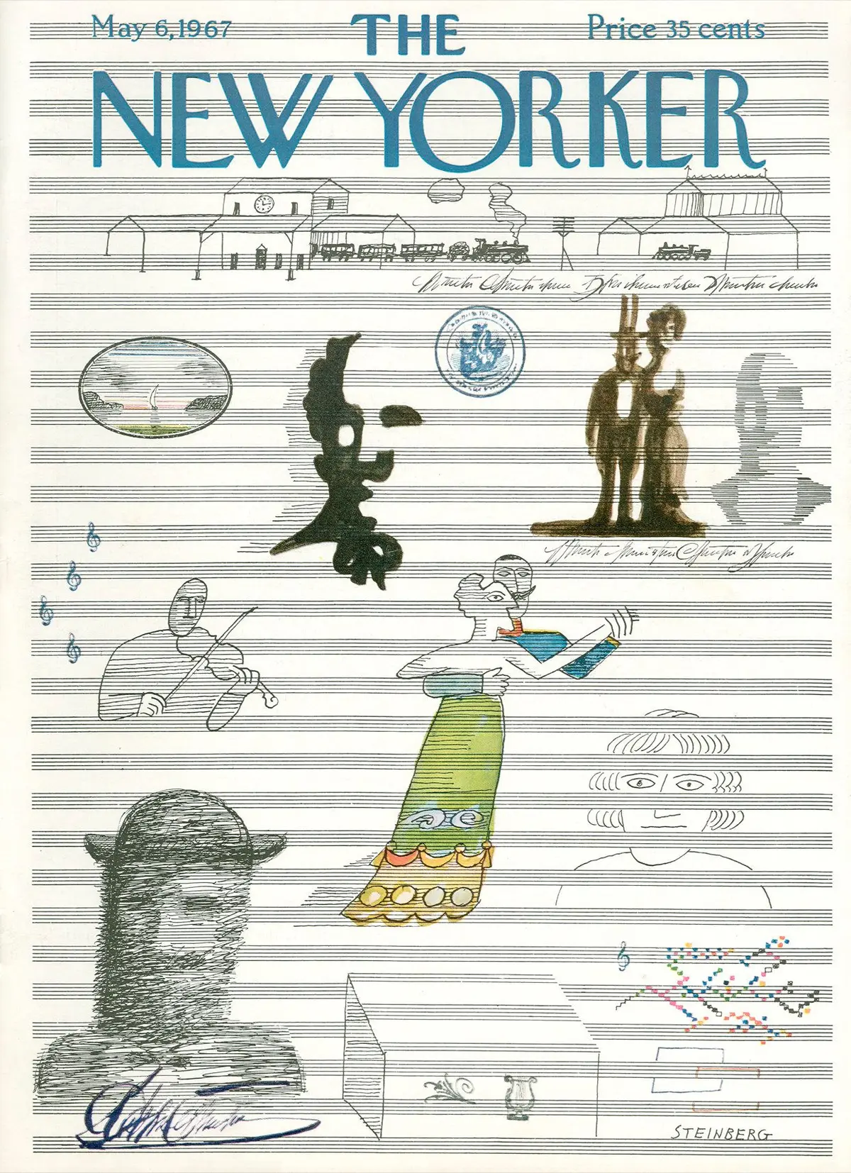 Обложка The New Yorker, 6 мая 1967, художник Сол Стейнберг