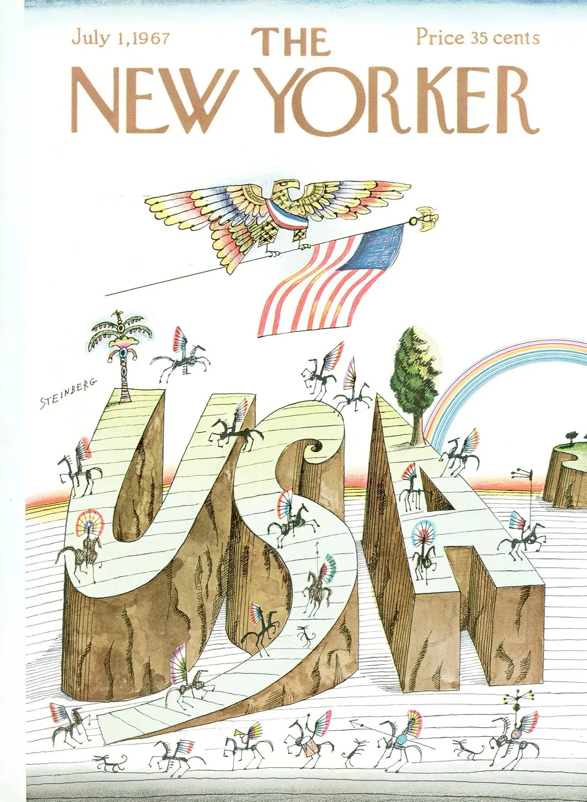 Обложка The New Yorker, 1 июля 1967, художник Сол Стейнберг