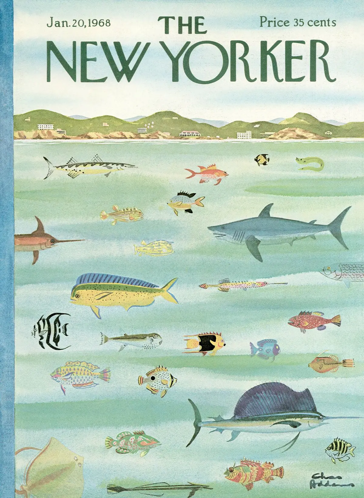 Обложка The New Yorker, 20 января 1968, художник Чарльз Аддамс
