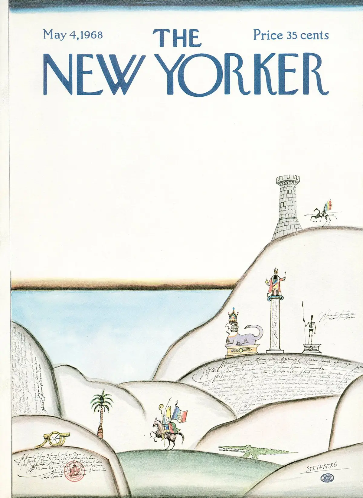 Обложка The New Yorker, 4 мая 1968, художник Сол Стейнберг