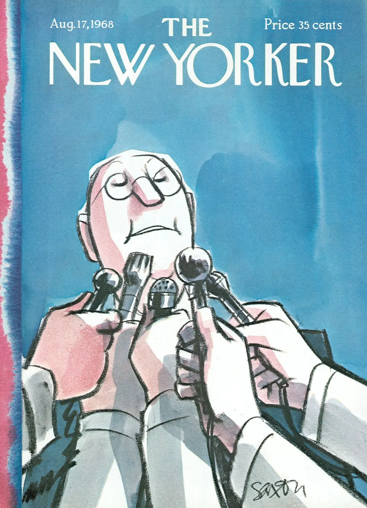 Обложка The New Yorker, 17 августа 1968, художник Чарльз Саксон
