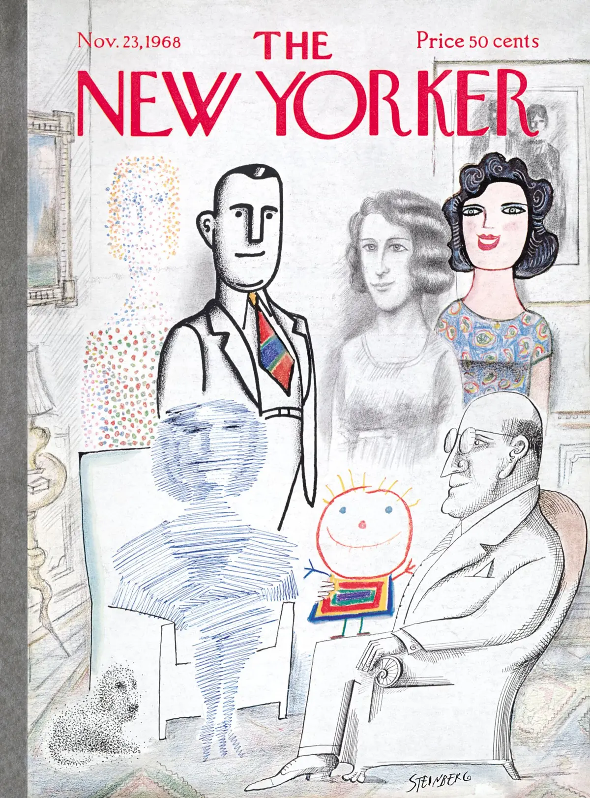 Обложка The New Yorker, 23 ноября 1968, художник Сол Стейнберг