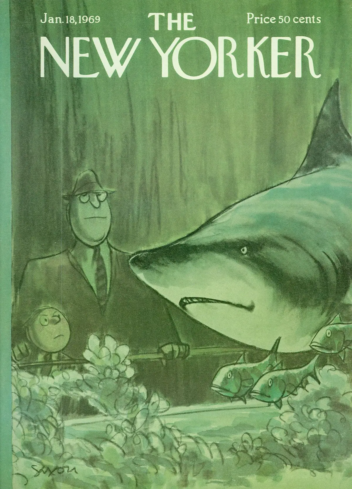 Обложка The New Yorker, 18 января 1969, художник Чарльз Саксон