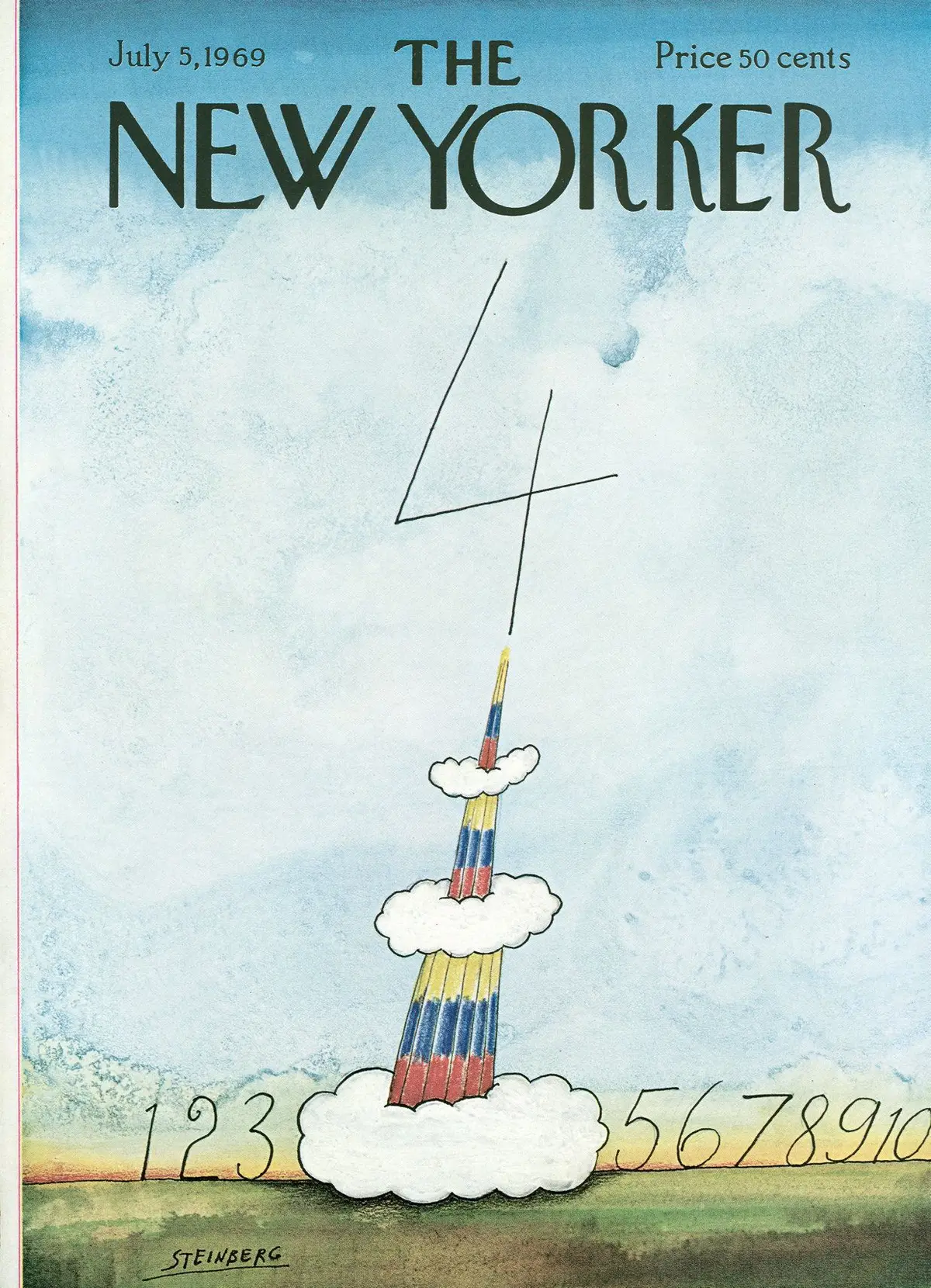 Обложка The New Yorker, 5 июля 1969, художник Сол Стейнберг