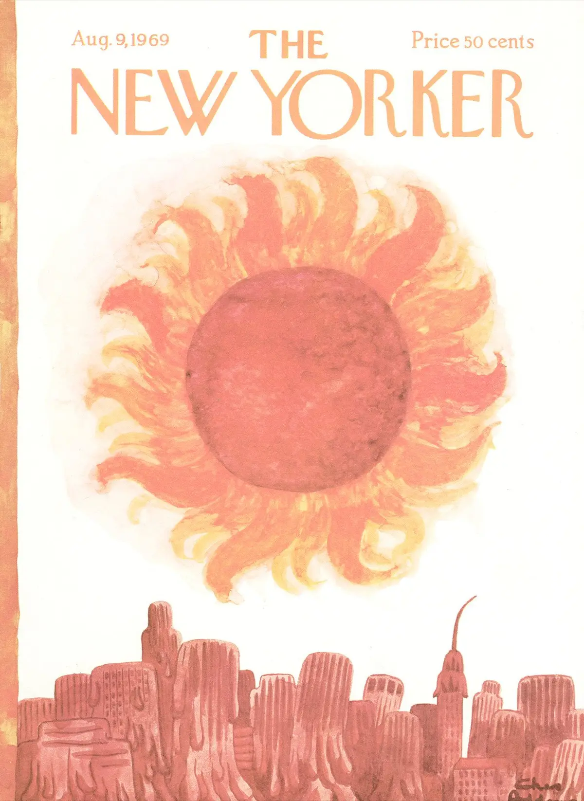 Обложка The New Yorker, 9 августа 1969, художник Чарльз Аддамс