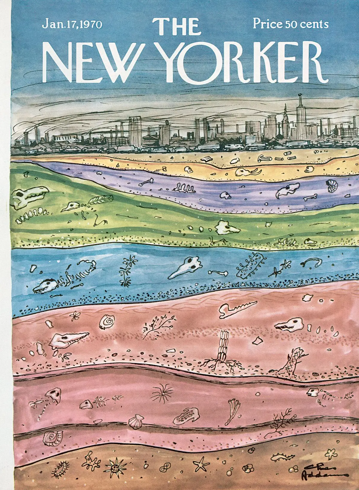 Обложка The New Yorker, 17 января 1970, художник Чарльз Аддамс