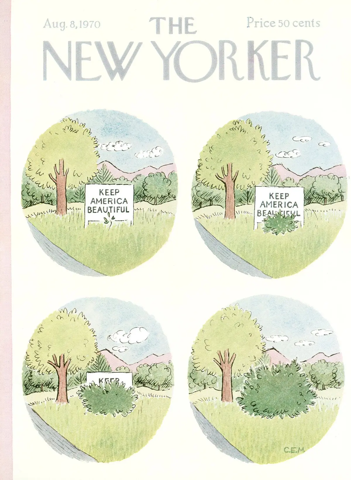 Обложка The New Yorker, 8 августа 1970, художник Чарльз Э. Мартин